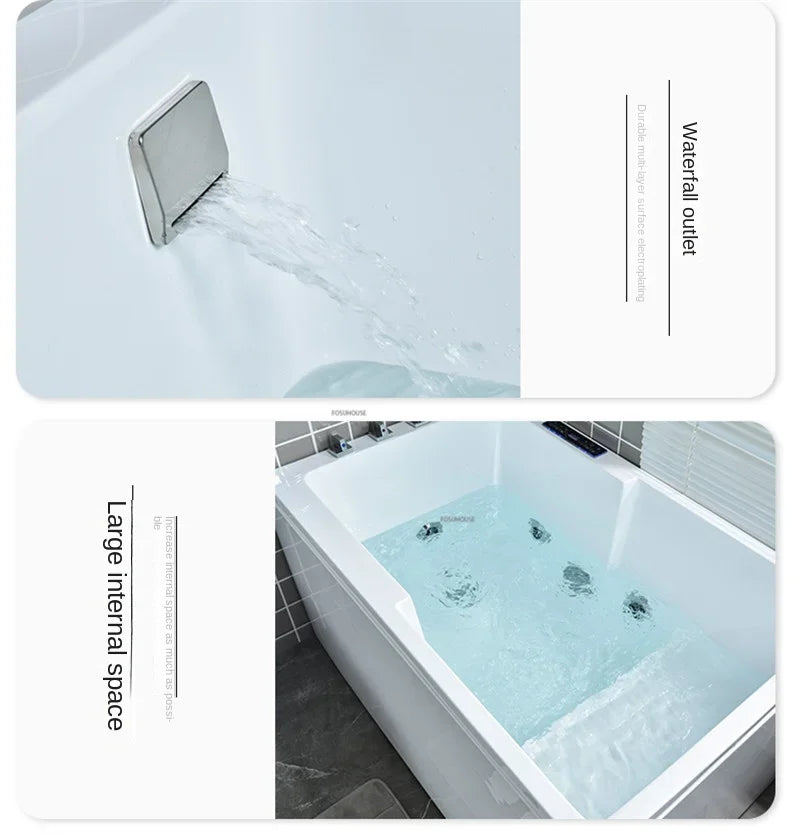 Modern Simple Home Acrylic Massage Bathtub Small Apartment Bathroom Constant Temperature Surfing Jacuzzi With Seat Design K