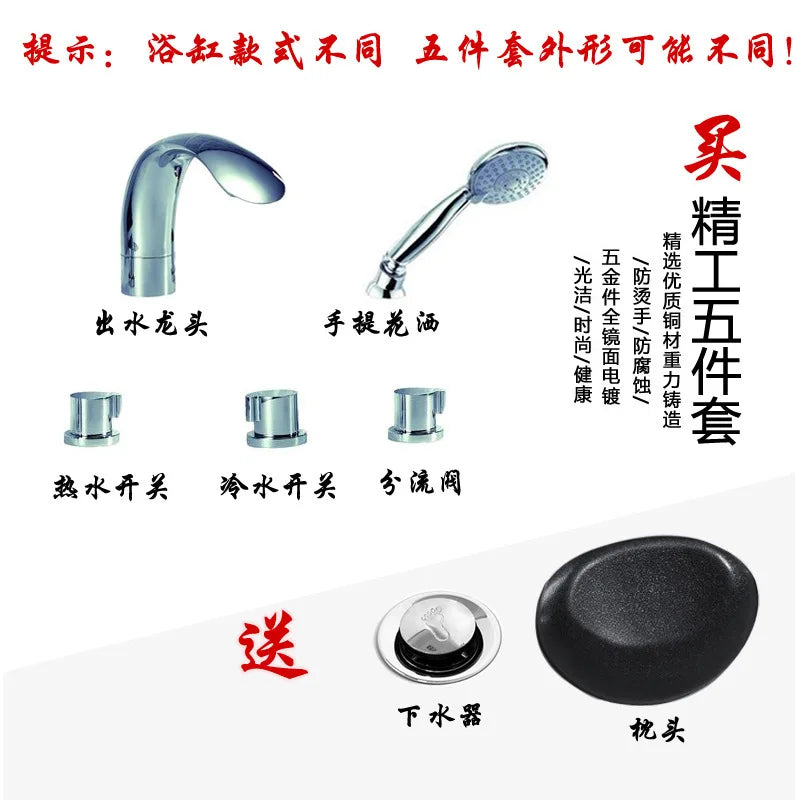 Acrylic Recessed Surf Jacuzzi, Hotel Home Single Thermostatic Bathtub Bath With Pillow 847-2