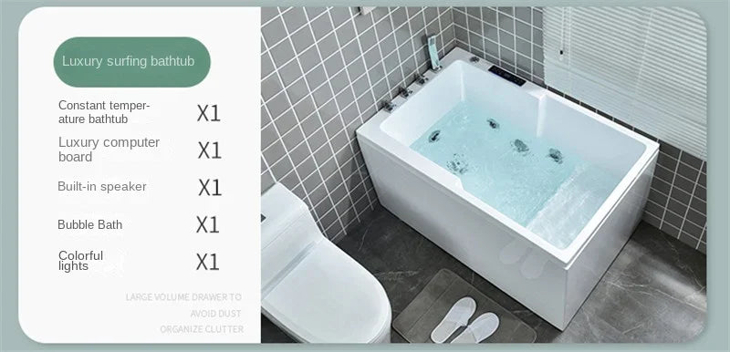 Modern Simple Home Acrylic Massage Bathtub Small Apartment Bathroom Constant Temperature Surfing Jacuzzi With Seat Design K