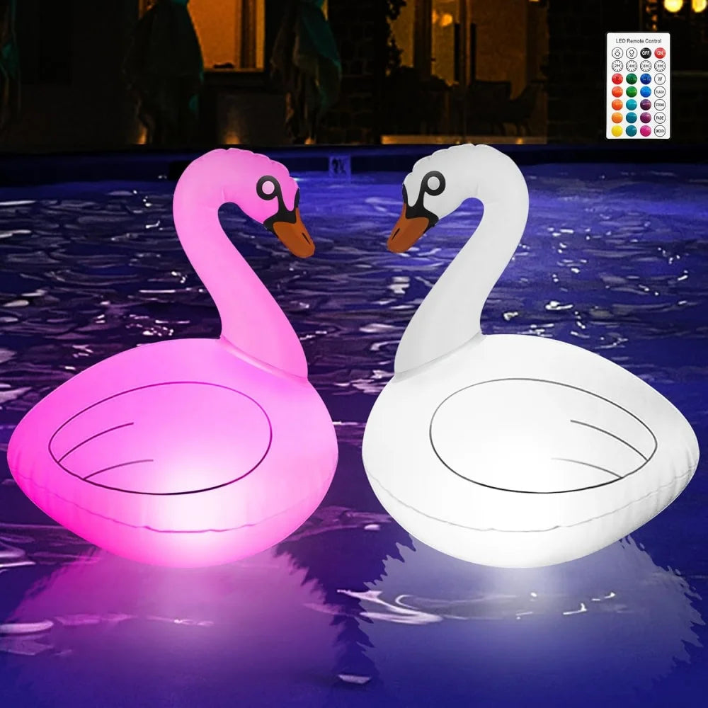 Swan Floating Pool Powered Lights Solar RGB Inflatable LED Swimming Pool Lights for Spa Patio Wedding Party Beach Decorations
