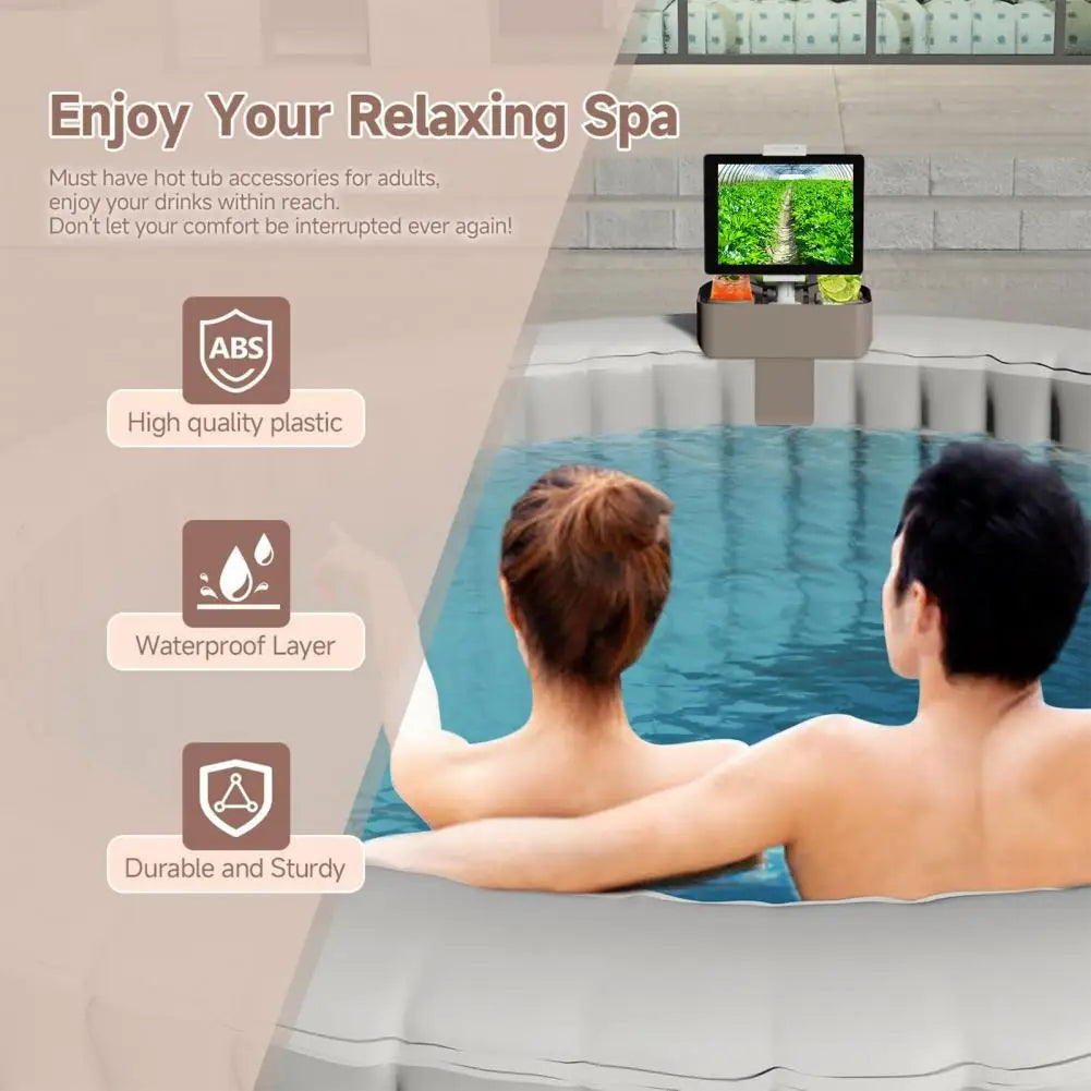 Pool Drink Holder Essential Hot Tub Tray Table with Cup Holder Phone Stand for Pools Must-have Jacuzzi Accessories for Adults