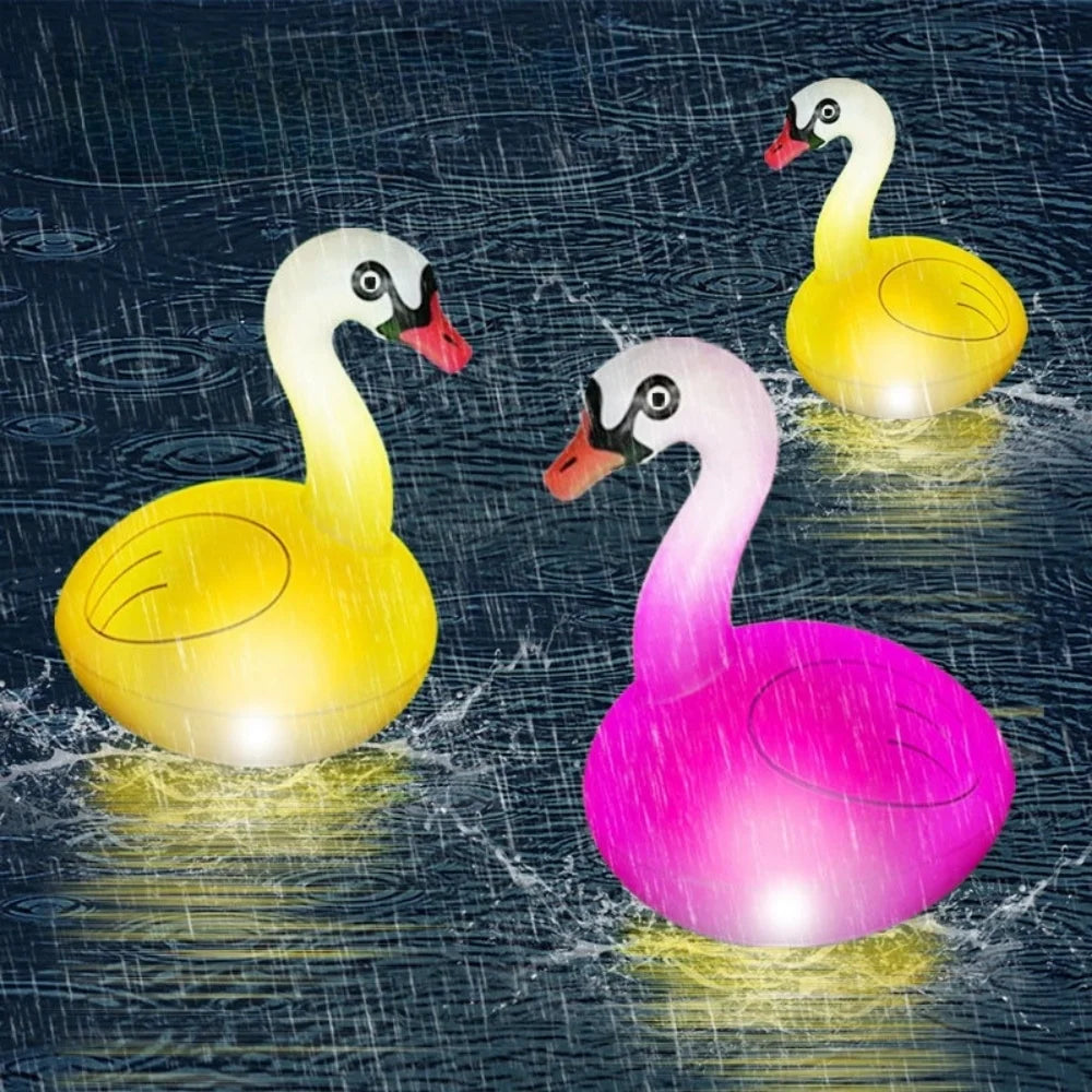 Swan Floating Pool Powered Lights Solar RGB Inflatable LED Swimming Pool Lights for Spa Patio Wedding Party Beach Decorations