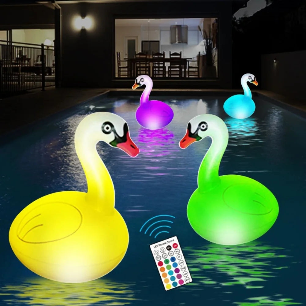 Swan Floating Pool Powered Lights Solar RGB Inflatable LED Swimming Pool Lights for Spa Patio Wedding Party Beach Decorations