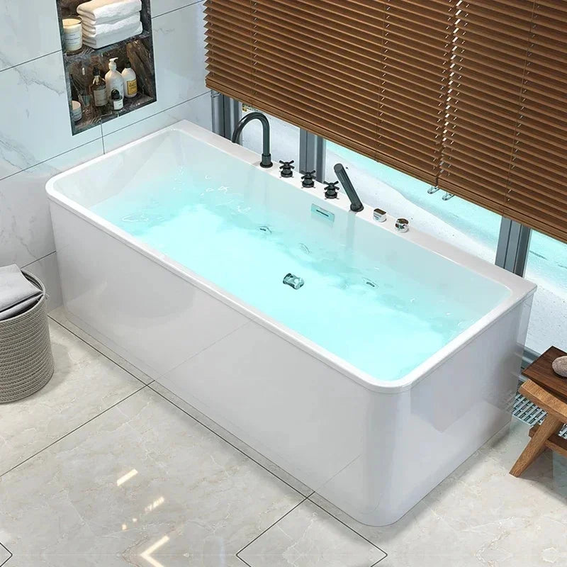Detached Acrylic Surf Jacuzzi Bathtub for Adults - Modern Small Apartment Waterfall Spa Experience