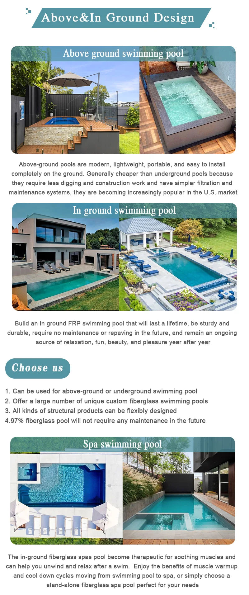 swim spa pool custom design outdoor inground pool swimming get used ready made fiberglass jacuzzi swimming pool price