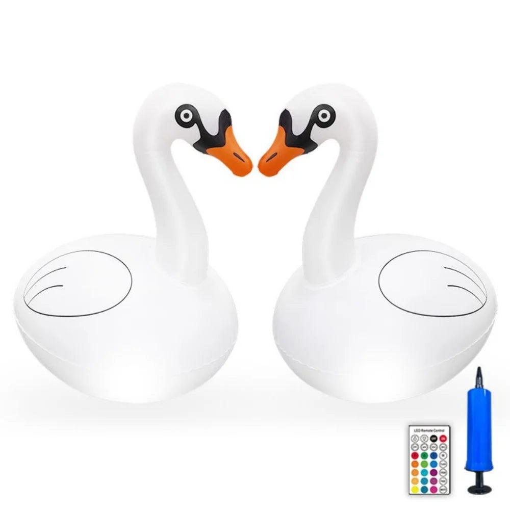 Swan Floating Pool Powered Lights Solar RGB Inflatable LED Swimming Pool Lights for Spa Patio Wedding Party Beach Decorations
