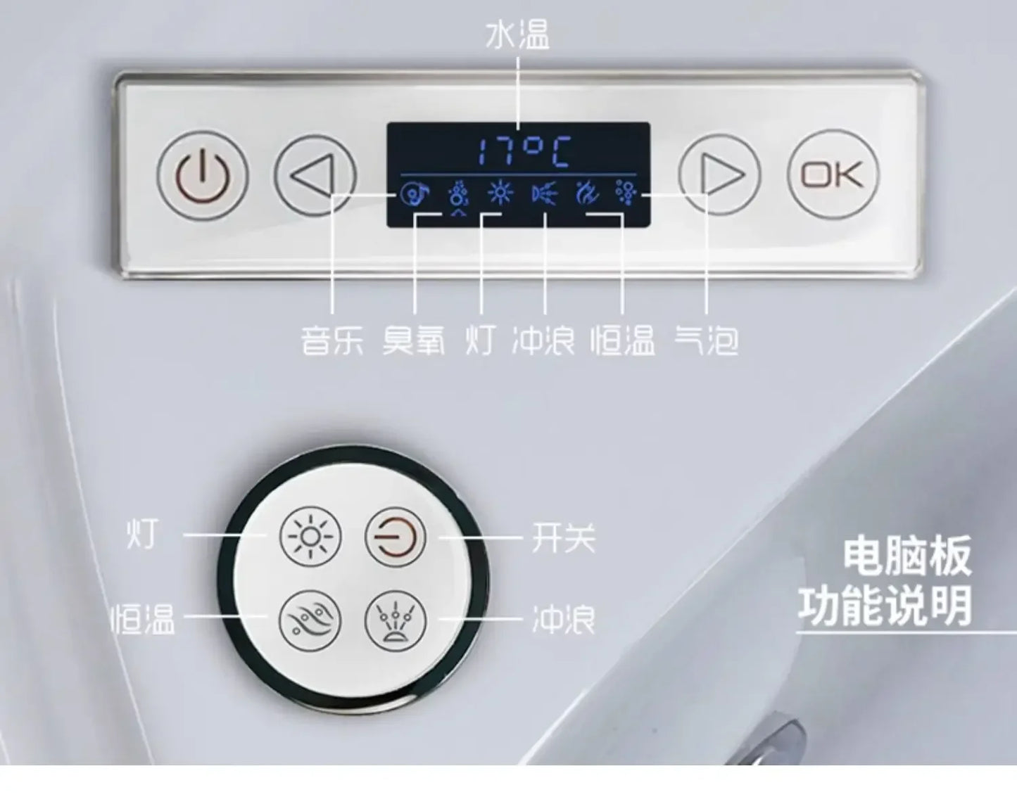 Double Bath Thermostat Heating Light Luxury Surfing Jacuzzi Couple Smart Bath