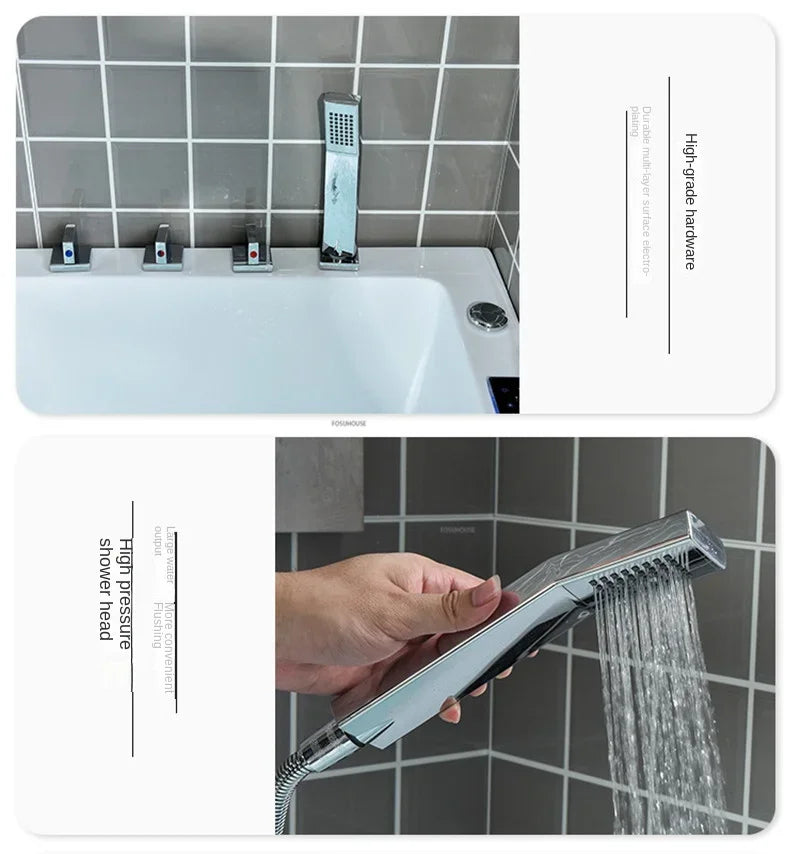 Modern Simple Home Acrylic Massage Bathtub Small Apartment Bathroom Constant Temperature Surfing Jacuzzi With Seat Design K