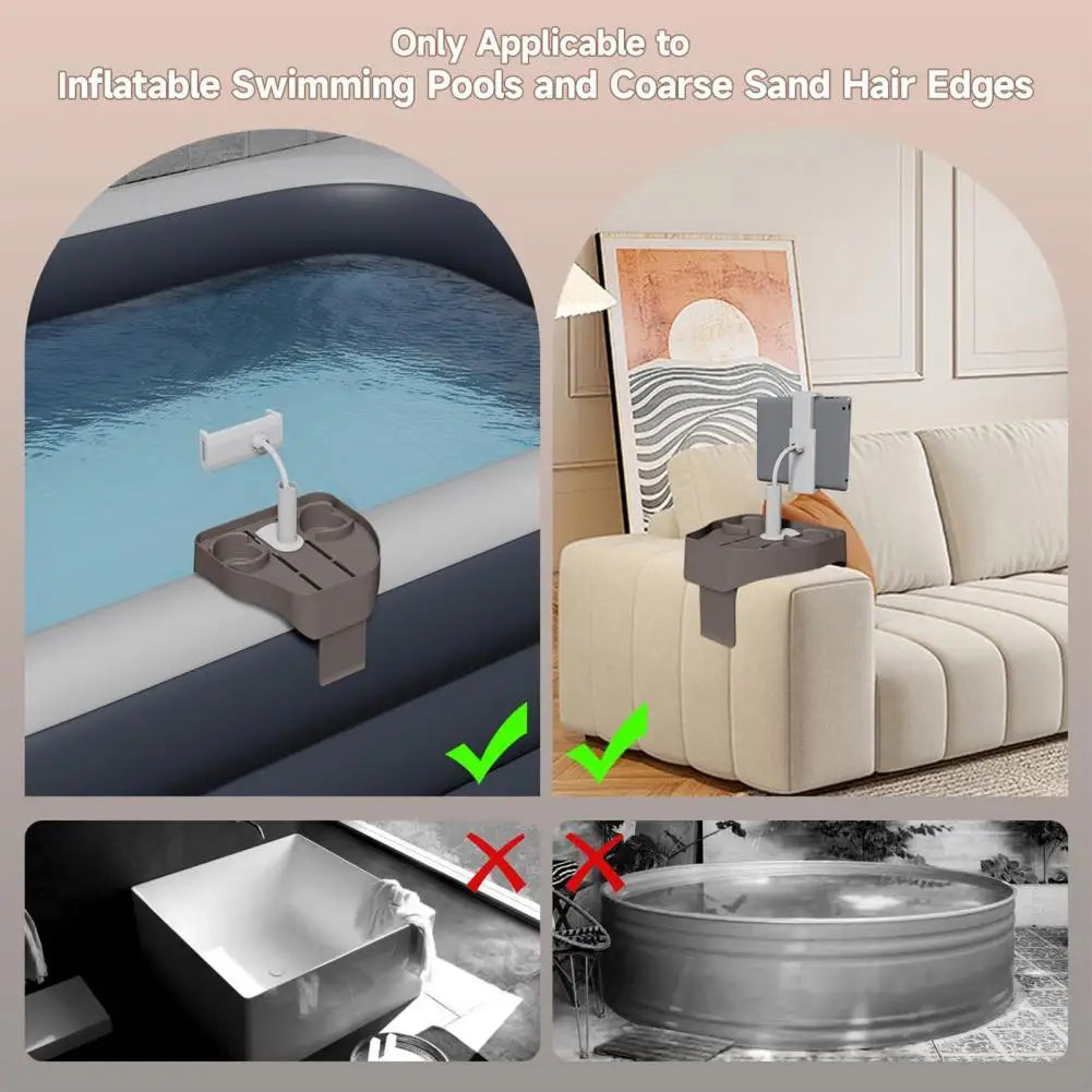 Pool Drink Holder Essential Hot Tub Tray Table with Cup Holder Phone Stand for Pools Must-have Jacuzzi Accessories for Adults