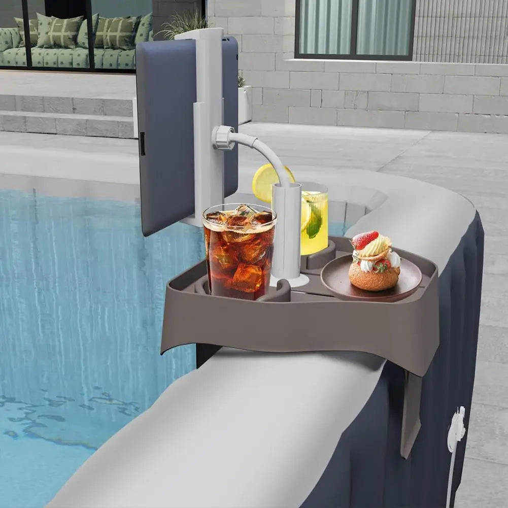 Pool Drink Holder Essential Hot Tub Tray Table with Cup Holder Phone Stand for Pools Must-have Jacuzzi Accessories for Adults