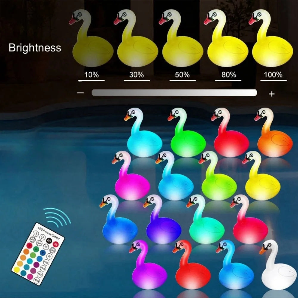 Swan Floating Pool Powered Lights Solar RGB Inflatable LED Swimming Pool Lights for Spa Patio Wedding Party Beach Decorations