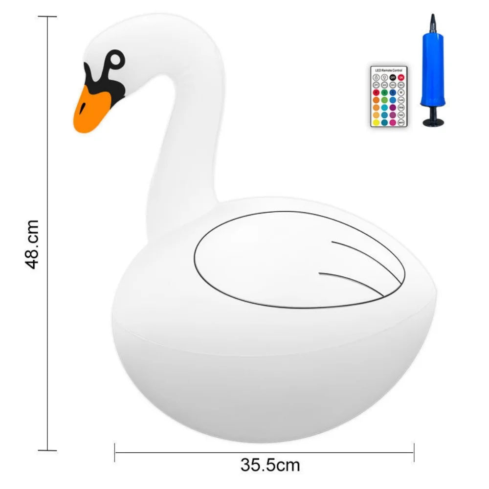 Swan Floating Pool Powered Lights Solar RGB Inflatable LED Swimming Pool Lights for Spa Patio Wedding Party Beach Decorations