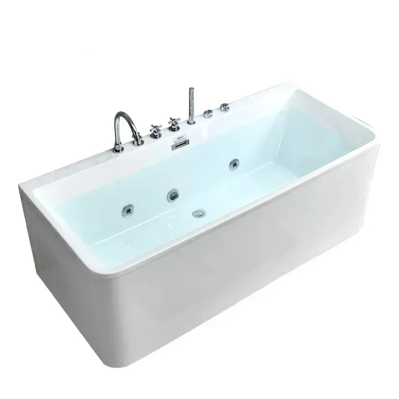 Detached Acrylic Surf Jacuzzi Bathtub for Adults - Modern Small Apartment Waterfall Spa Experience