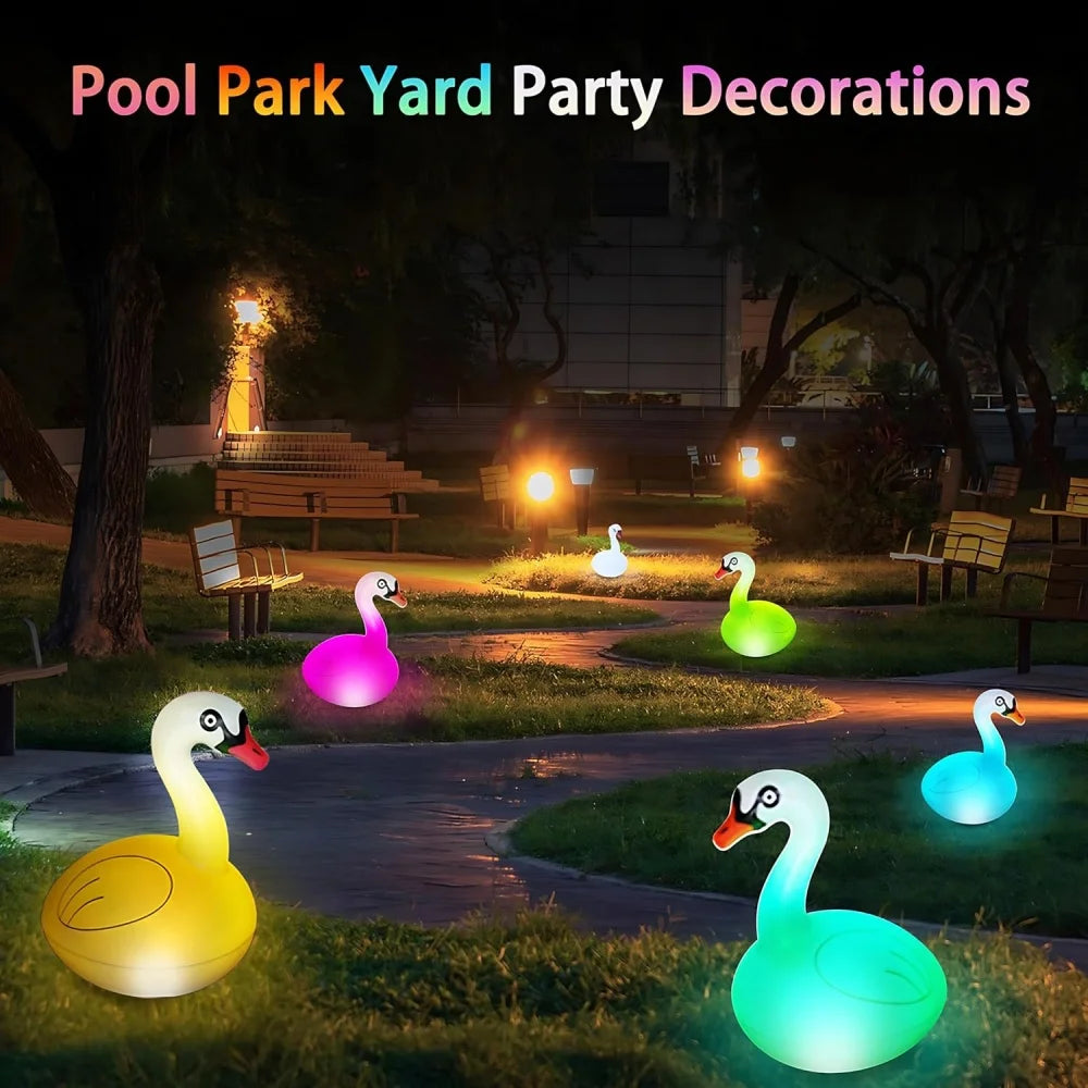 Swan Floating Pool Powered Lights Solar RGB Inflatable LED Swimming Pool Lights for Spa Patio Wedding Party Beach Decorations