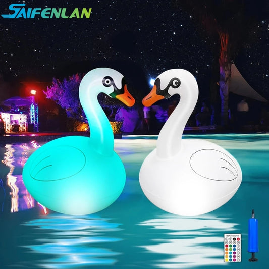 Swan Floating Pool Powered Lights Solar RGB Inflatable LED Swimming Pool Lights for Spa Patio Wedding Party Beach Decorations