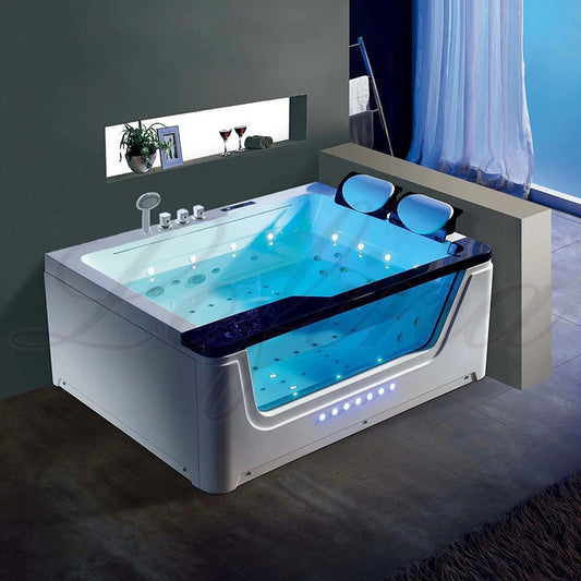Indoor Bath Hydraulic Massage Fiberglass Double Whirlpool Jacuzzi